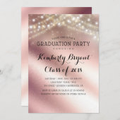 Roos Gold Glitter en Sring Lights Afstuderen Kaart (Voorkant / Achterkant)