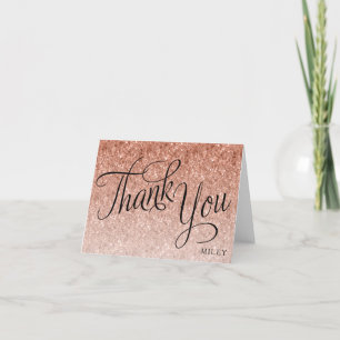 Roos Gold Glitter Fancy Script Hartelijk dank Bedankkaart