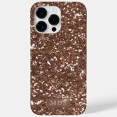 Roos Gold Glitter Faux Metal Monogram Sparkle Case-Mate iPhone Case (Achterkant)