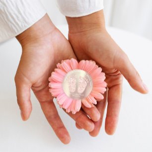 Roos Gold Glitter Feet Baby shower Favor Dank je Ronde Sticker