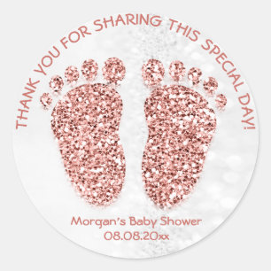 Roos Gold Glitter Feet Baby shower Favor Hartelijk Ronde Sticker