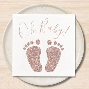 Roos Gold Glitter Feet Baby shower Servet