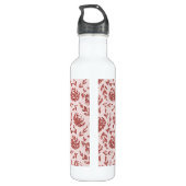 Roos Gold Glitter Floral Monogram Gepersonaliseerd Waterfles (Achterkant)