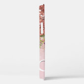 Roos Gold Glitter Floral Monogram Naam Case-Mate iPhone Case (Achterkant / Rechts)