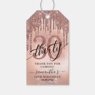 Roos Gold Glitter & Foil 30th Birthday Hartelijk d Cadeaulabel