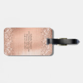 Roos Gold Glitter Folie Monogram Bagagelabel (Achterkant horizontaal)