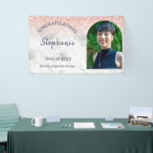 Roos Gold Glitter Foto gefeliciteerd Afstuderen Spandoek (Beurs)