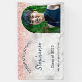 Roos Gold Glitter Foto gefeliciteerd Afstuderen Spandoek (Verticaal)