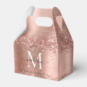 Roos Gold Glitter geborsteld Metaal Monogram Manus Bedankdoosjes (Voorkant Zijde)