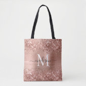 Roos Gold Glitter geborsteld Metaal Monogram Manus Draagtas (Voorkant)