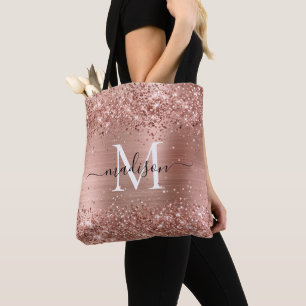 Roos Gold Glitter geborsteld Metaal Monogram Manus Draagtas
