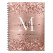Roos Gold Glitter geborsteld Metaal Monogram Manus Notitieboek (Voorkant)