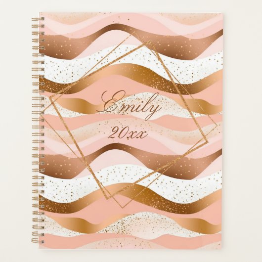 Roos Gold Glitter geborsteld ontwerp Planner (Voorkant)