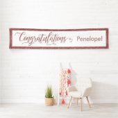 Roos Gold Glitter Gefeliciteerd Typografie Wit Spandoek (Insitu)