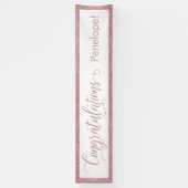 Roos Gold Glitter Gefeliciteerd Typografie Wit Spandoek (Verticaal)