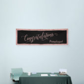 Roos Gold Glitter Gefeliciteerd Typografie Zwart Spandoek (Beurs)
