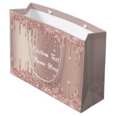 Roos Gold Glitter Gift Bag met aangepaste tekstnaa Groot Cadeauzakje (Achterkant Gekanteld)