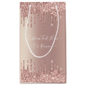 Roos Gold Glitter Gift Bag met aangepaste tekstnaa Klein Cadeauzakje (Achterkant)