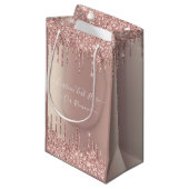 Roos Gold Glitter Gift Bag met aangepaste tekstnaa Klein Cadeauzakje (Voorkant Gekanteld)