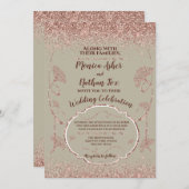 Roos Gold Glitter Gingko Leaves on Grey Mist (Voorkant / Achterkant)