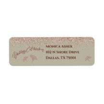 Roos Gold Glitter Gingko Leaves on Grey Mist