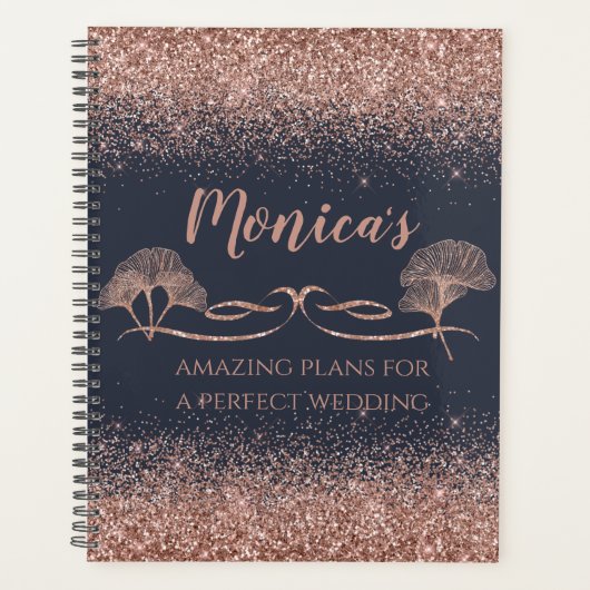 Roos Gold Glitter Ginkgo verlaat Wedding Planner (Voorkant)