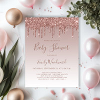 Roos Gold Glitter Girl Baby shower Invitation