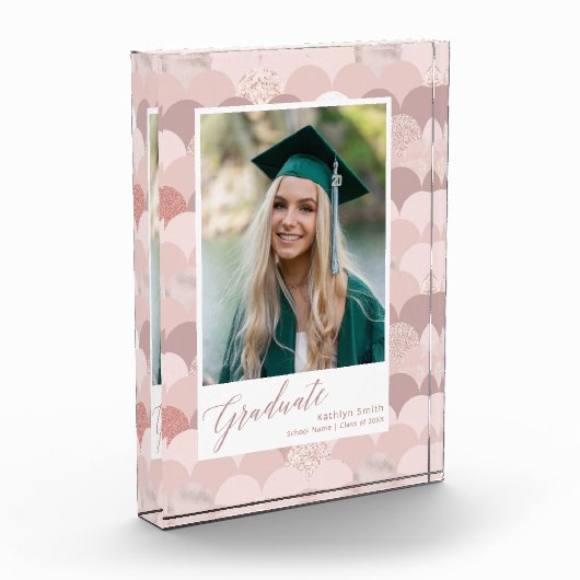 Roos Gold Glitter Girl Trendy Afstuderen Fotoblokken (Links)