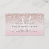 Roos Gold Glitter Girly Business Logo Monogram Visitekaartje (Achterkant)