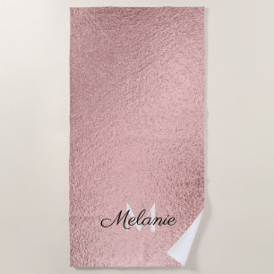 Roos Gold Glitter Girly Sparkle Pink Name Strandlaken