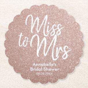 Roos Gold Glitter Glam Miss to Mrs Vrijgezellenfee Kartonnen Onderzetters