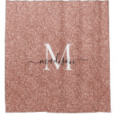 Roos Gold Glitter Glam Sparkle Monogram Script Douchegordijn (Voorkant)