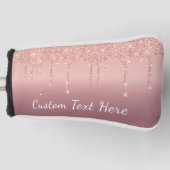 Roos Gold Glitter Golf Head Hoesje met aangepaste Golfheadcover (Voorkant)