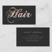 Roos Gold Glitter Haar Stylist Script Kalligrafie Visitekaartje (Voorkant / Achterkant)