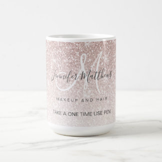 Roos Gold Glitter Hair Salon Veiligheidspenhouder Koffiemok
