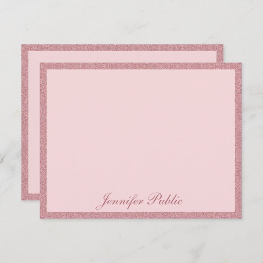 Roos Gold Glitter Handgeschreven Script Sjabloon (Voorkant / Achterkant)