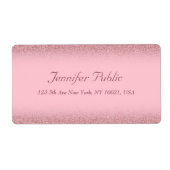 Roos Gold Glitter Handwriting Script Name Sjabloon Etiket (Voorkant)