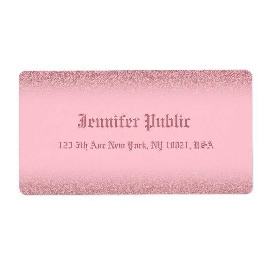 Roos Gold Glitter Handwriting Sjabloon legant Etiket (Voorkant)