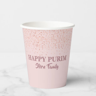 Roos Gold Glitter Happy Purim Papieren Bekers