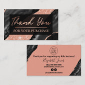 Roos Gold Glitter Hartelijk dank voor uw aankoop Visitekaartje (Voorkant / Achterkant)