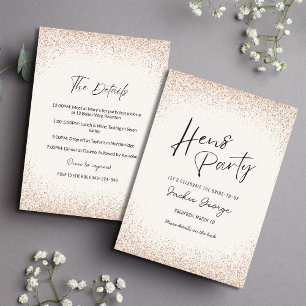 Roos Gold Glitter Hens Party Invitation Route Kaart