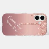 Roos Gold Glitter iPhone Case Aangepaste Tekstnaam (Achterkant (horizontaal))