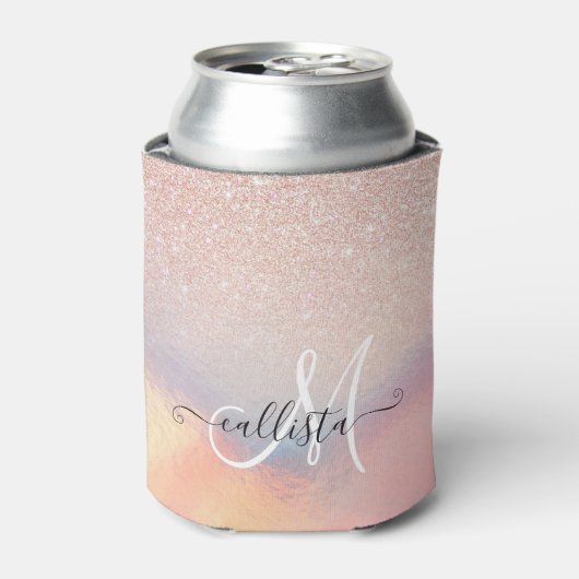 Roos Gold Glitter Iridescent Holographic Gradient Blikjeskoeler (Blikje Voorkant)