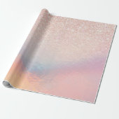 Roos Gold Glitter Iridescent Holographic Gradient Cadeaupapier (Uitgerold)