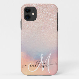 Roos Gold Glitter Iridescent Holographic Gradient iPhone 11 Hoesje