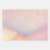 Roos Gold Glitter Iridescent Holographic Gradient Inpakpapier Vel (Voorkant 2)