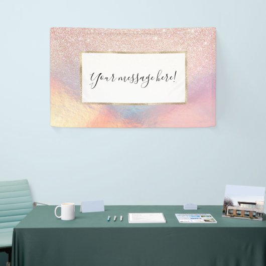 Roos Gold Glitter Iridescent Holographic Gradient Spandoek (Beurs)