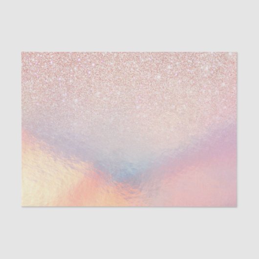 Roos Gold Glitter Iridescent Holographic Gradient Tissuepapier (Voorkant)