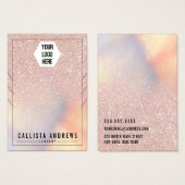 Roos Gold Glitter Iridescent Ketting display Visitekaartje (Voorkant /achterkant)