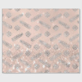 Roos Gold Glitter-kerstboom Feestdagen Snowflak Cadeaupapier (Vlak)